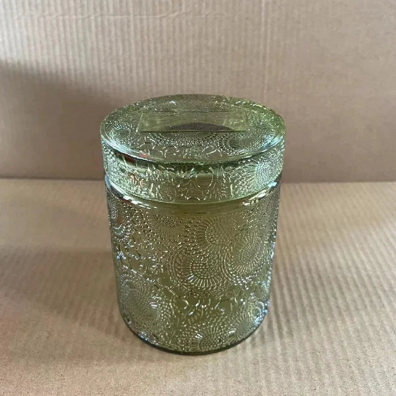 Glass Candle Jar with Lid – DIY Storage & Home Décor Glass Storage Jar Babs green
