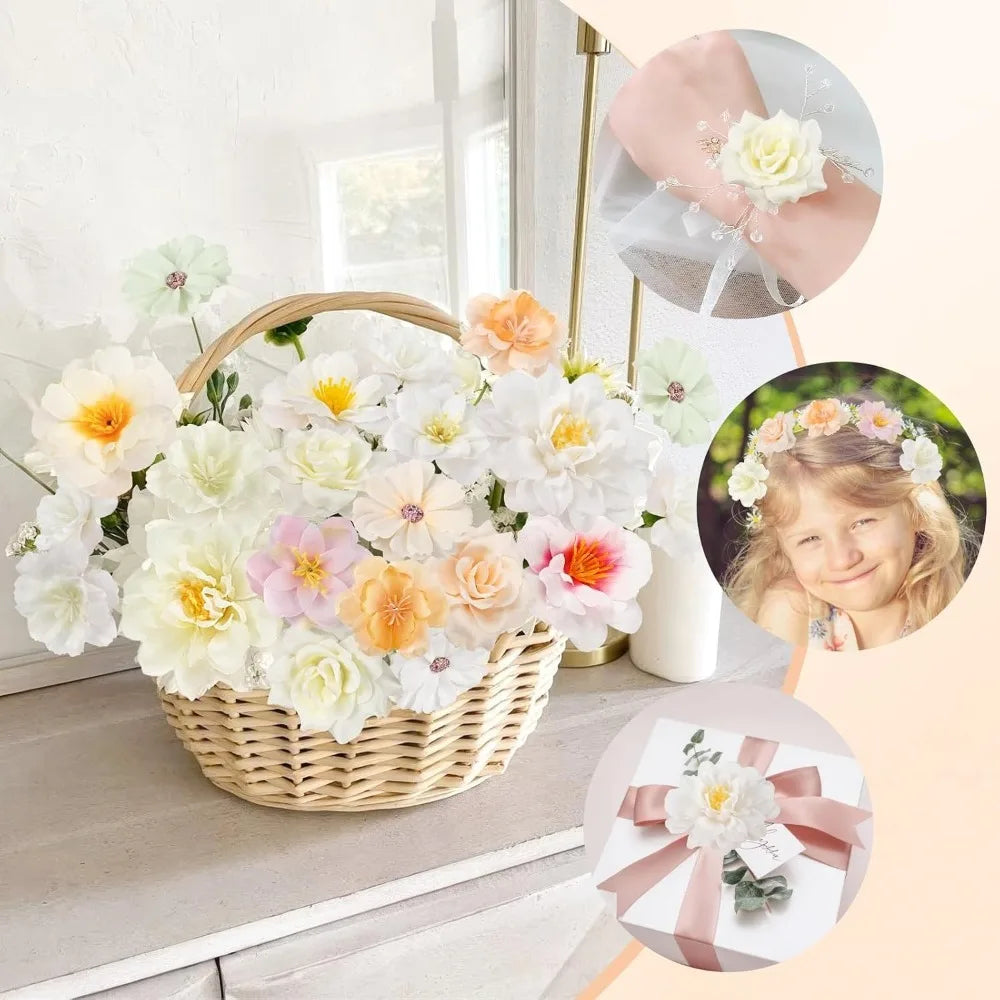 Silk Artificial Daisy Rose Peony Flower Heads – 10/50 Pcs Decor Artificial Flower Heads Babs