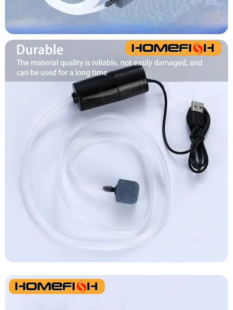 Portable USB Aquarium Air Pump – Mini Fish Tank Oxygenator Aquarium Air Pump Babs