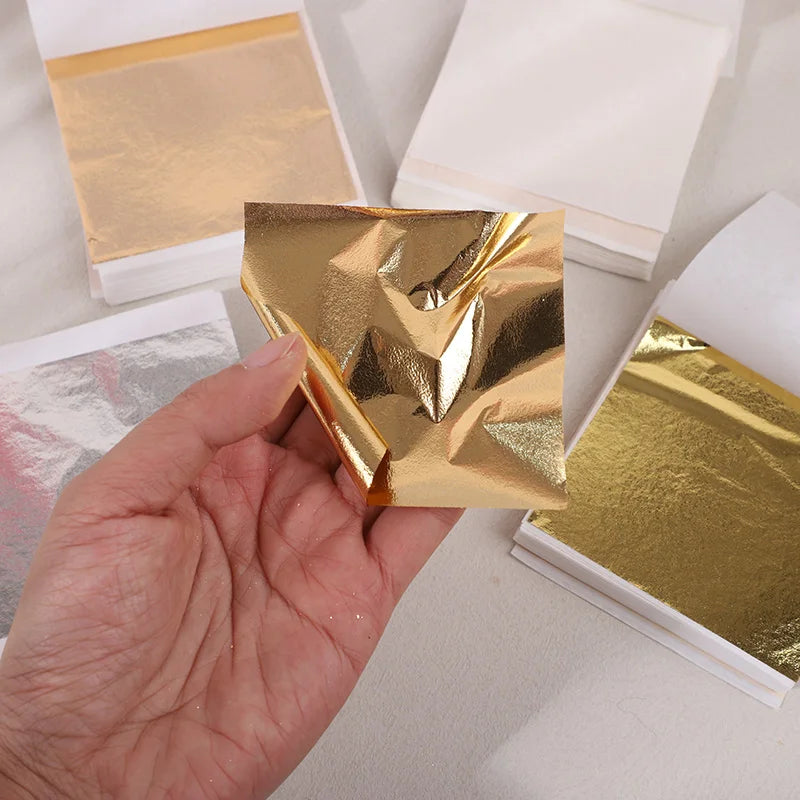 100Pcs Imitation Gold Foil Leaf Sheets – DIY Gilding & Nail Art Gold Foil Craft Sheets Babs