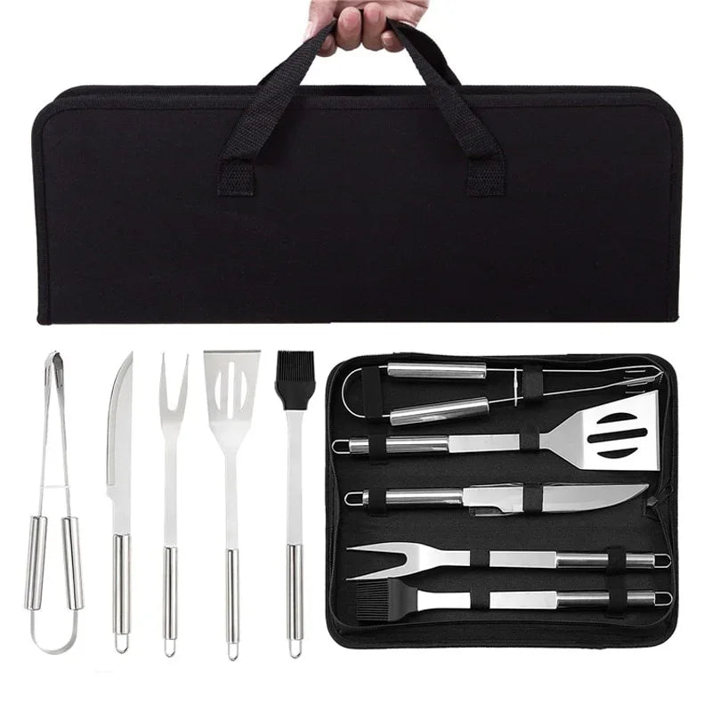 Stainless Steel BBQ Grill Tool Set 3 & 5 Pc with Carry Bag BBQ Grill Tool Set Babs