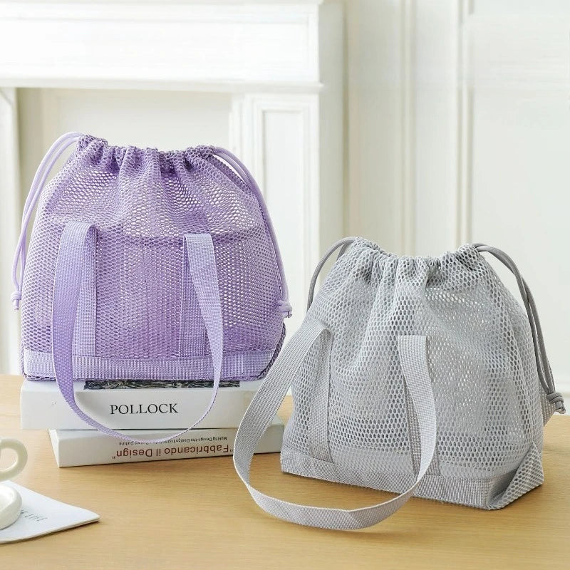 Mesh Beach Bag Drawstring Tote – Foldable Travel Storage Bag Mesh Tote Bag Babs