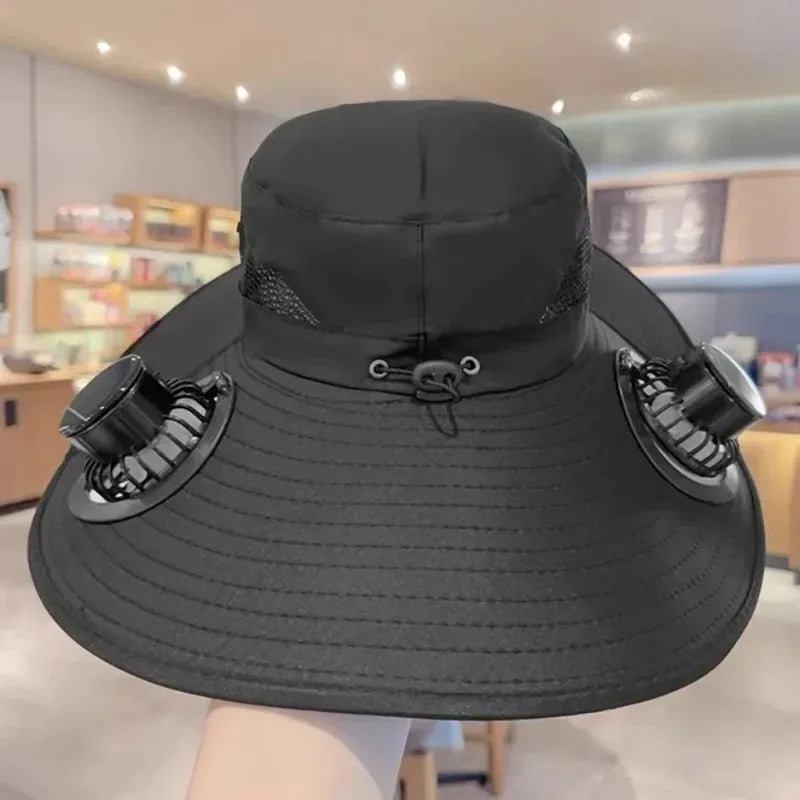 Solar Powered Fan Sun Hat – UV Protection Bucket Hat Solar Fan Sun Hat Babs