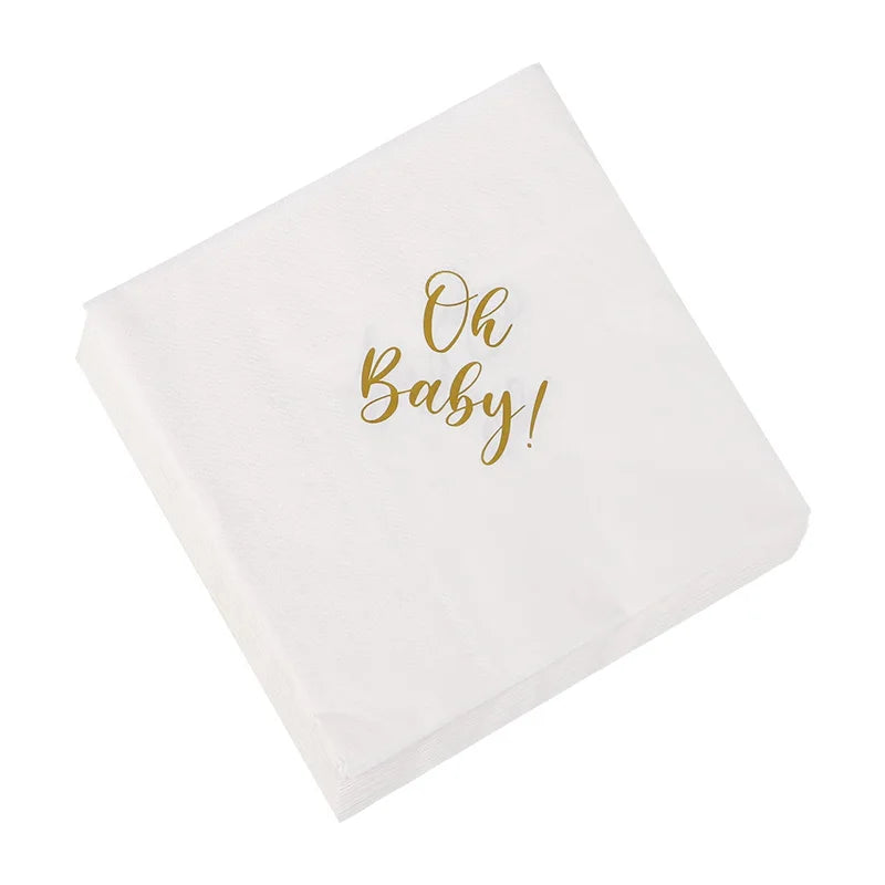 20Pcs Oh Baby Paper Napkins – Baby Shower & Gender Reveal Disposable Party Napkins Babs Oh Baby