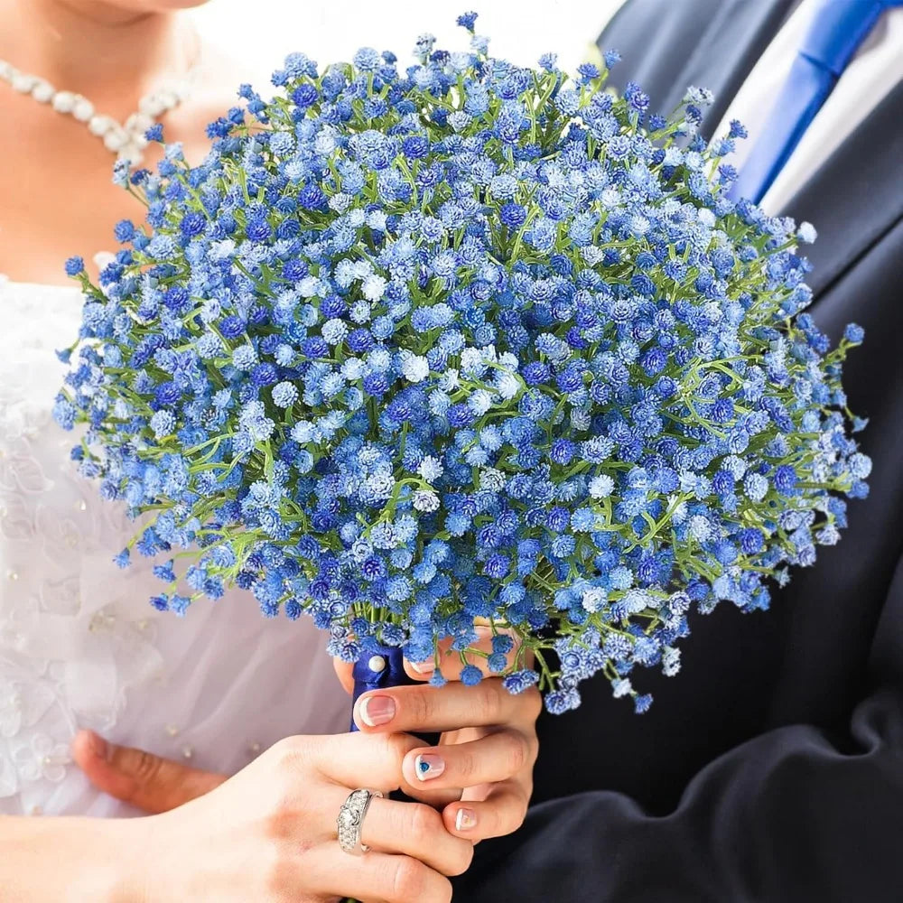 52cm Artificial Star Flower Bouquet Blue & White Wedding Decor Artificial Flower Bouquet Babs