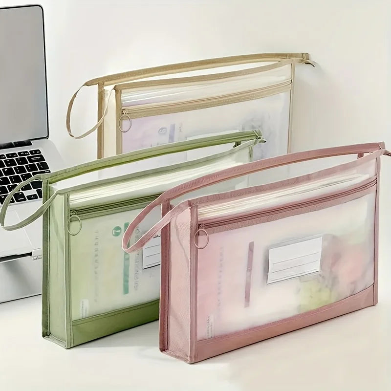 A4 Double-Layer Mesh Zipper Pouches – Game & Travel Storage Mesh Storage Pouches Babs