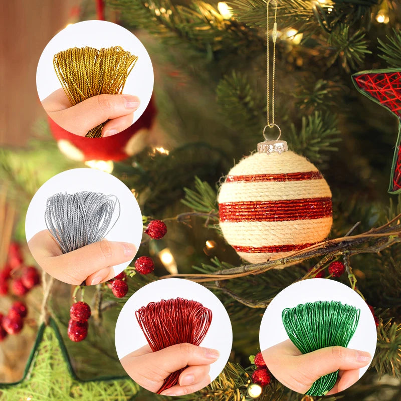 100pcs Christmas Ornament Hanging Ropes & Ribbon Strings Christmas Ornament Strings Babs