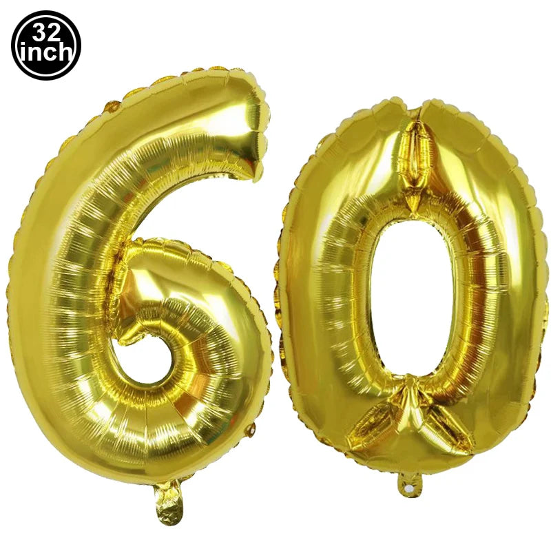 6pcs Black Gold 60th Birthday Water Bottle Labels & Stickers