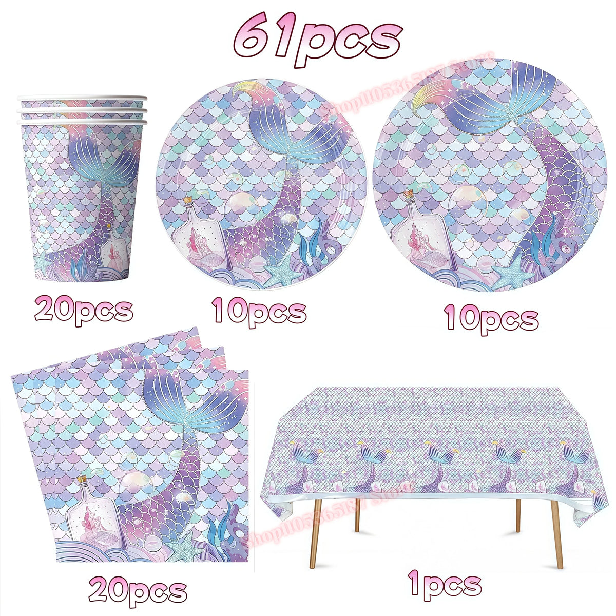 Mermaid Birthday Party Decorations Set – Plates, Cups & More