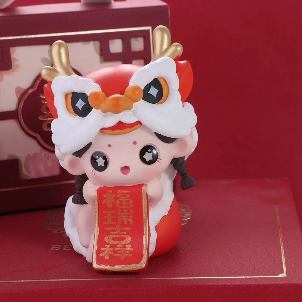 Chinese New Year Lion Dance Doll Ornament & Cake Topper Festive Figurine Ornament Babs