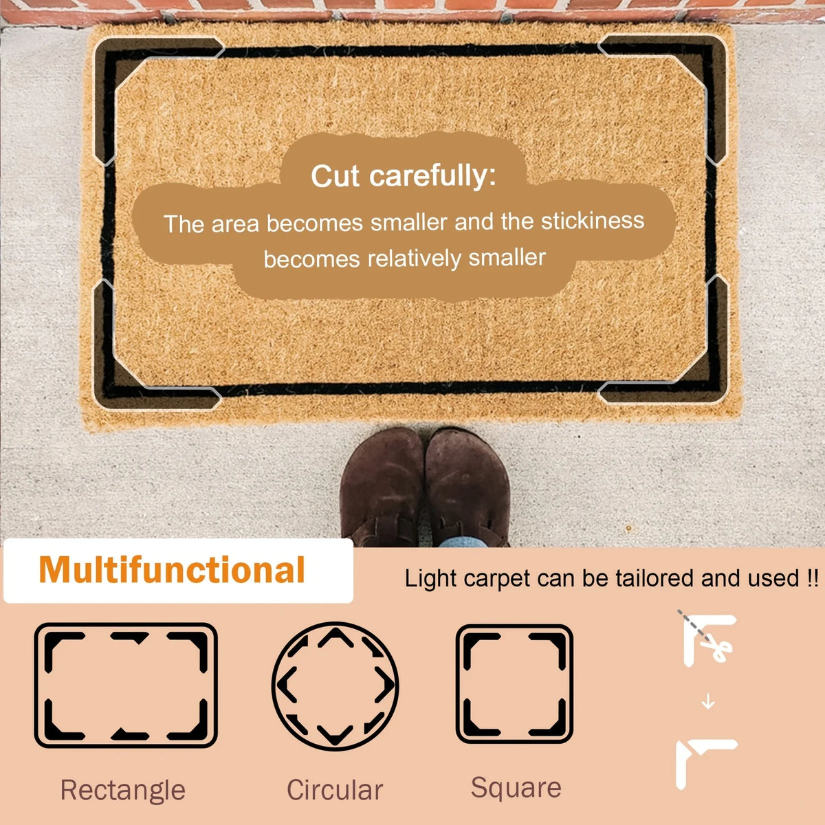 Anti-Slip Carpet Adhesive Pads for Rugs, Sofas & Sheets (4/8 Pcs) Carpet Grip Pads Babs