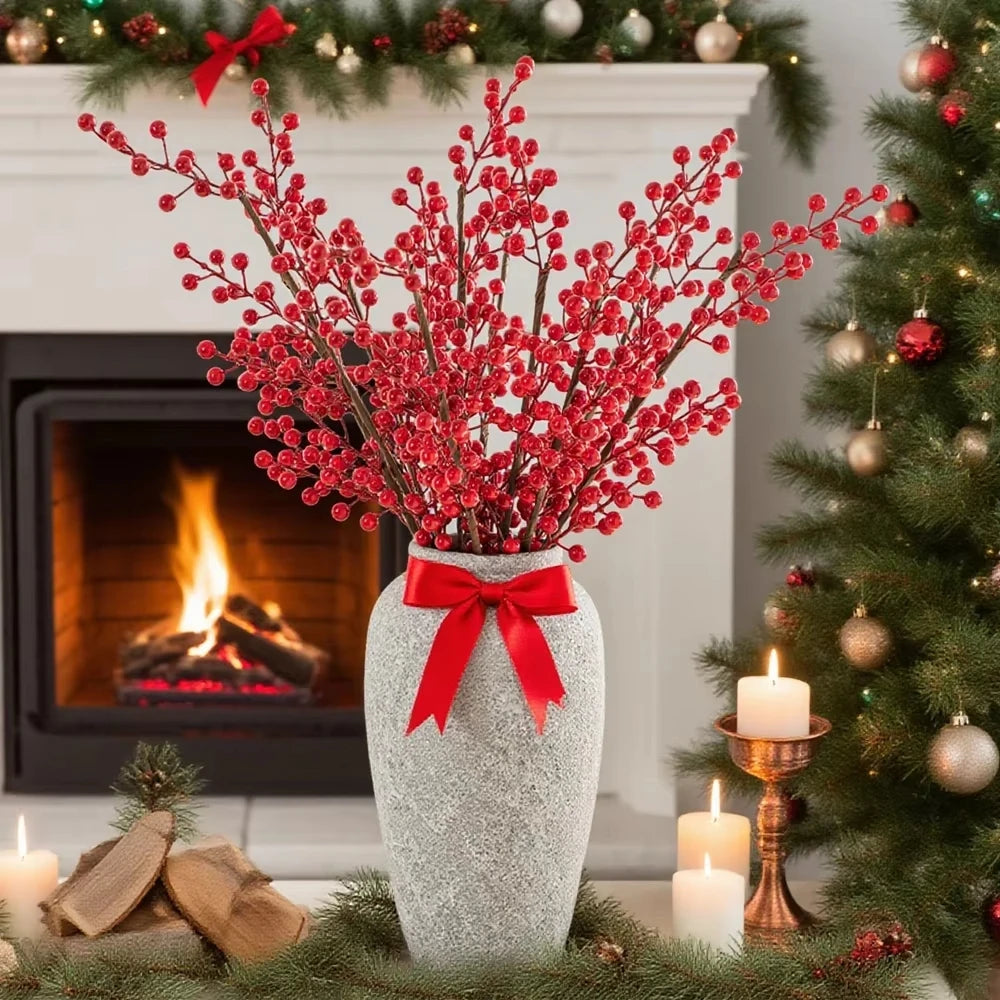 Artificial Holly Red Berry Branches | Christmas & Wedding Decor Artificial Holly Branches Babs