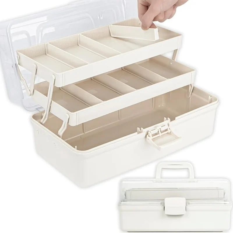 3-Layer Craft Organizer Box with Adjustable Dividers & Handle Craft Storage Organizer Babs