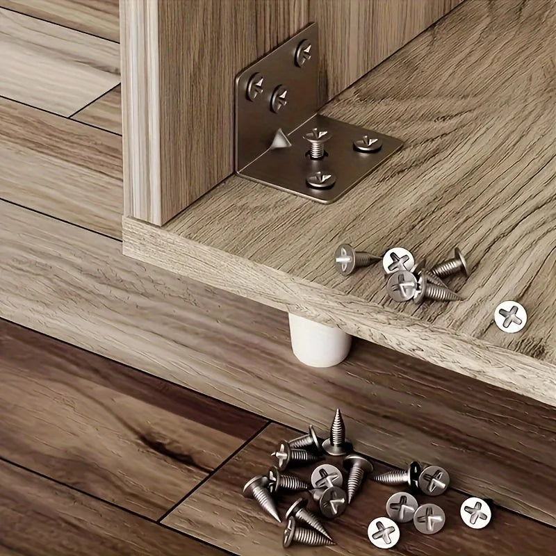 10pcs L-Shaped Metal Brackets 90° Angle Shelf & Cabinet Connectors Metal Corner Brackets Babs