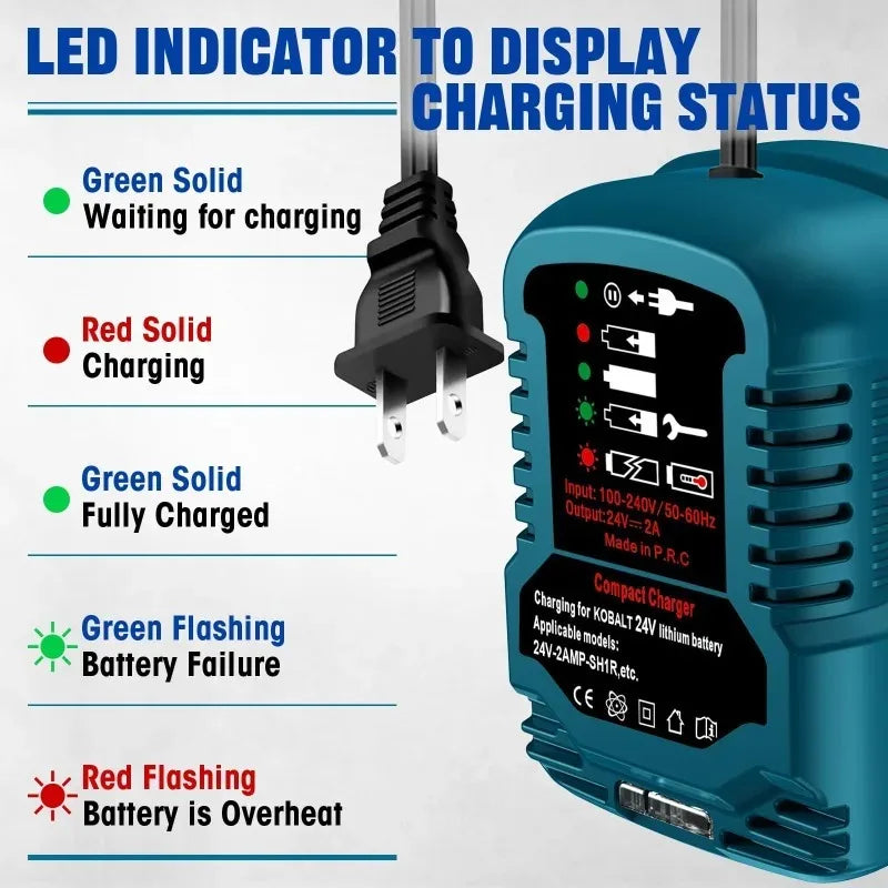 Mini Rapid Charger for Kobalt 24V Lithium Battery KB624-03 Power Tool Charger Babs