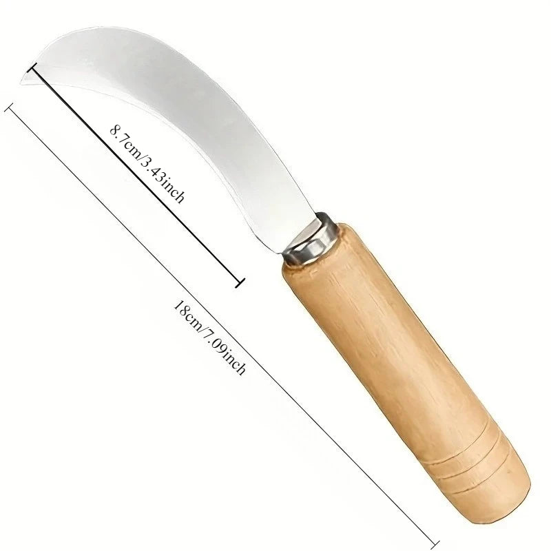 2-in-1 Curved Steel Garden Weeding Tool with Wooden Handle Garden Weeding Tool Babs Silver