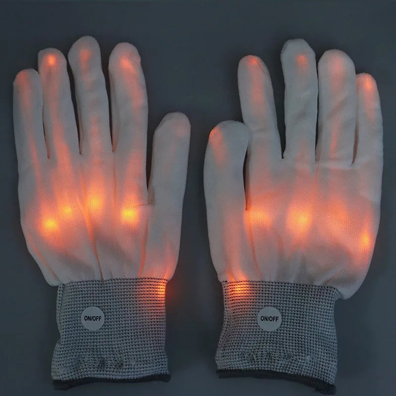 LED Light-Up Glow Gloves – Rave Party Halloween Cosplay LED Costume Gloves Babs yellow