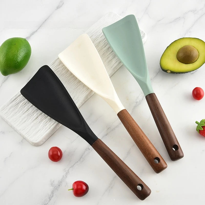 Silicone Cooking Spatula Wooden Handle – Non-Stick Safe Silicone Spatula Babs