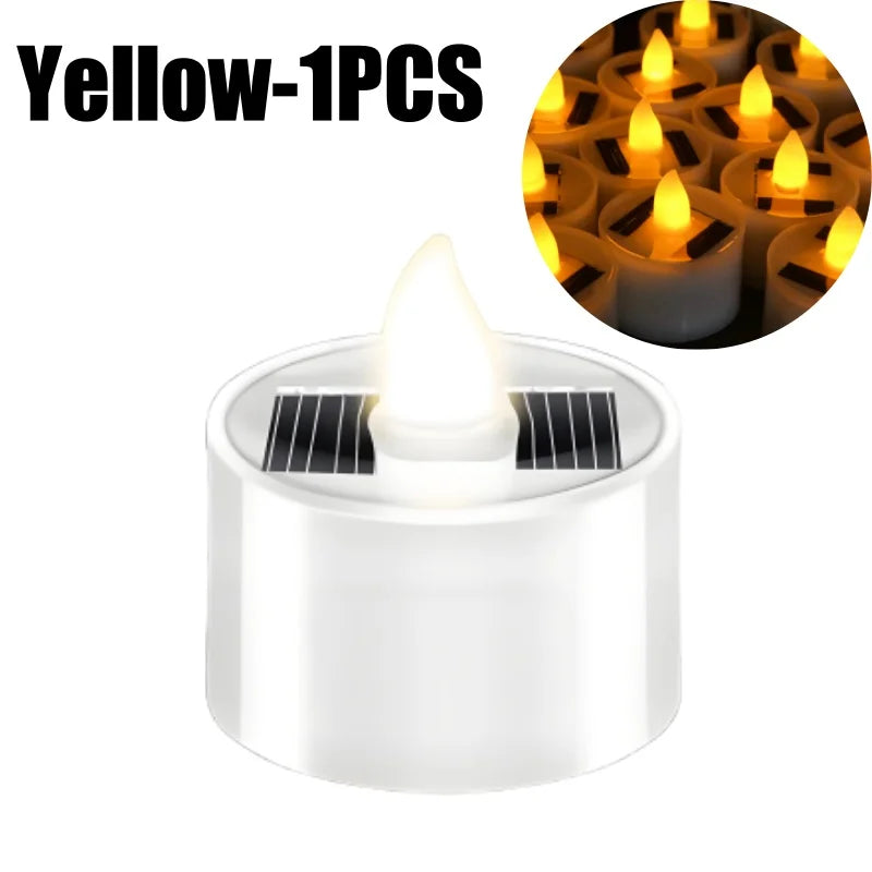 Solar Flameless Flickering Tea Lights for Outdoor & Home Decor Solar Flameless Candles Babs Yellow-1PCS