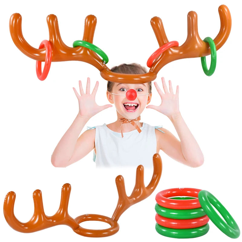 Christmas Inflatable Reindeer Antler Ring Toss Game – Xmas Fun Holiday Party Game Babs