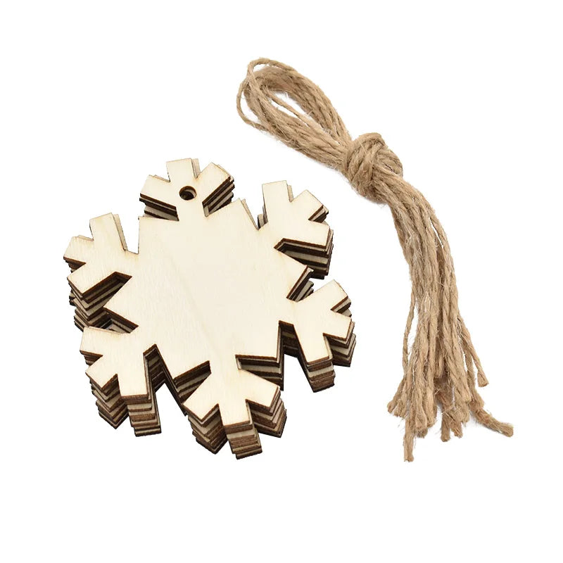 10Pcs Wooden Christmas Bauble Tags – DIY Tree Ornaments Christmas Tree Ornaments Babs Snowflake