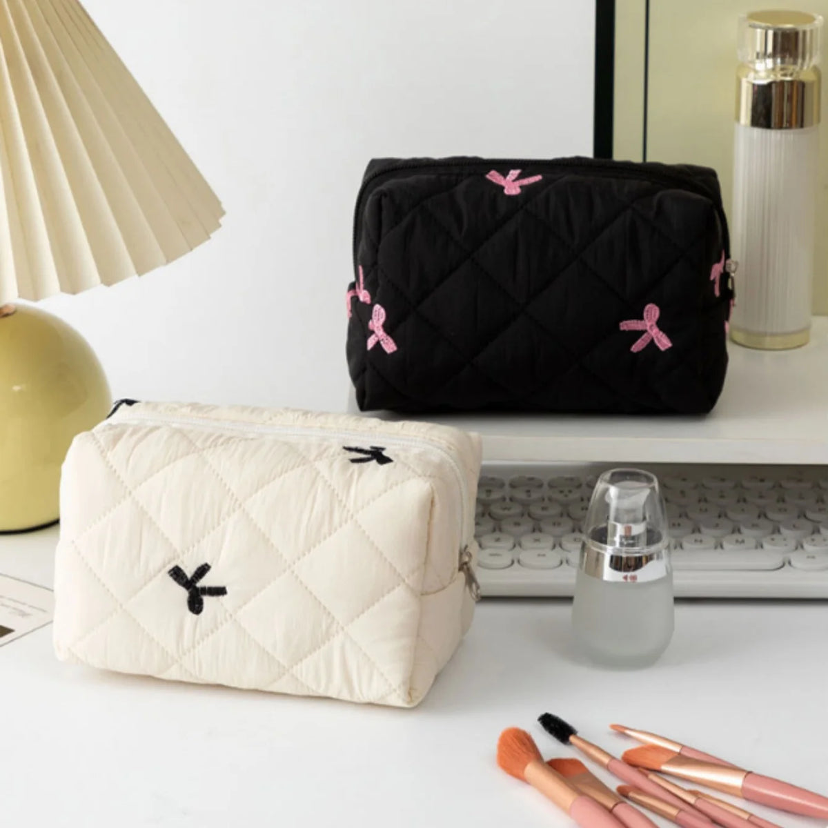 Quilted Floral Makeup Bag – Large Travel Cosmetic Bag Set Travel Cosmetic Bag Babs