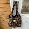 Women's Large Leopard Print Tote Shoulder Bag – Foldable Leopard Print Tote Bag Babs Brown
