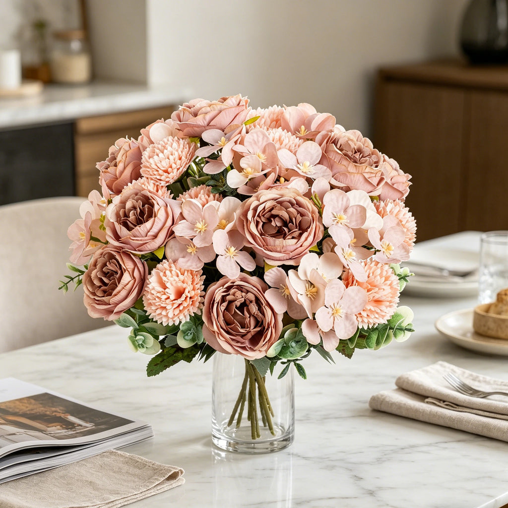 Silk Peony Ball Artificial Flower Bouquet – Wedding & Home Décor Artificial Flower Bouquet Babs
