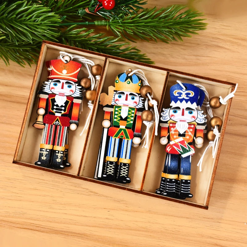 9Pcs Wooden Nutcracker Soldier Christmas Tree Ornaments Set Christmas Tree Ornaments Babs A
