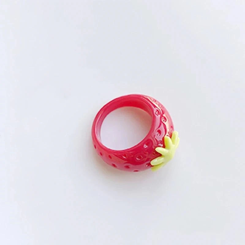 Sweet Strawberry Fruit Ring | Hand-Painted J-Korean Fashion Fashion Ring Babs