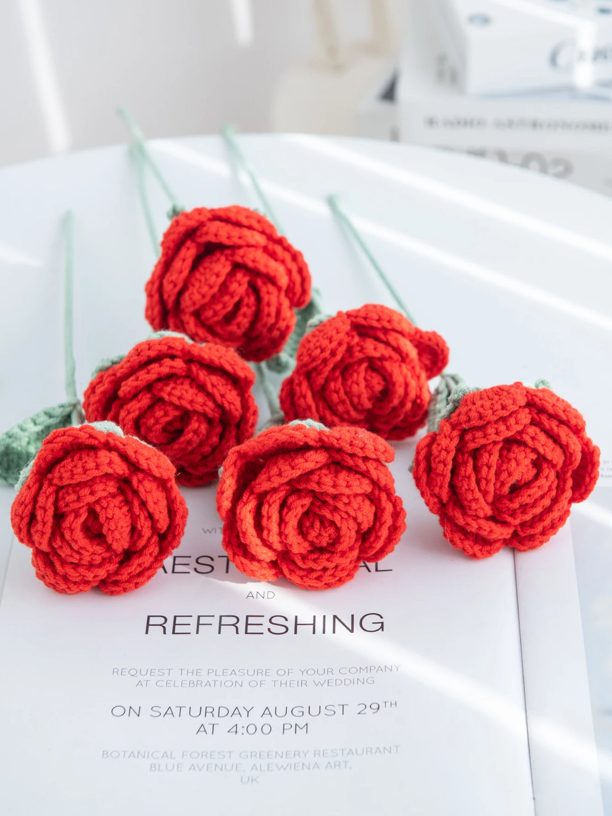 Handmade Crochet Rose Artificial Flowers for Wedding & Home Artificial Flowers Babs