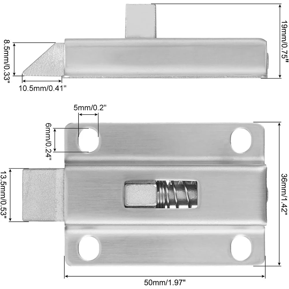 Stainless Steel Automatic Spring Latch Lock 50mm Door Bolt Spring Latch Lock Babs