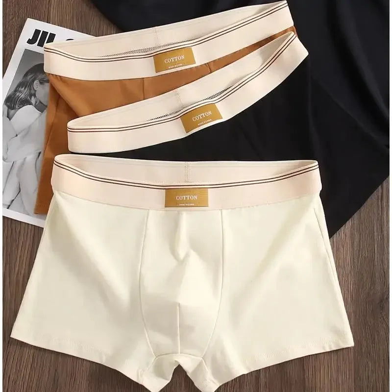 3-Pack Men's Cotton Boxer Shorts – Breathable Solid Underwear Men's Boxer Shorts Babs Beige 4XL 83-90KG 3pcs
