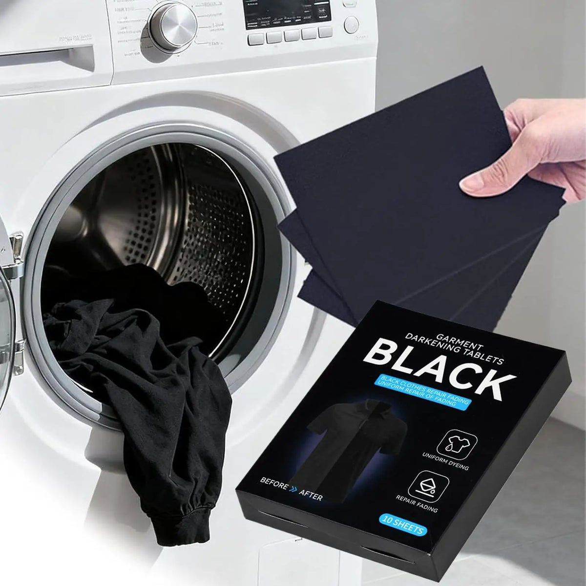 Black Fabric Dye Laundry Tablets – Color Protection Sheets 10pk Fabric Dye Tablets Babs