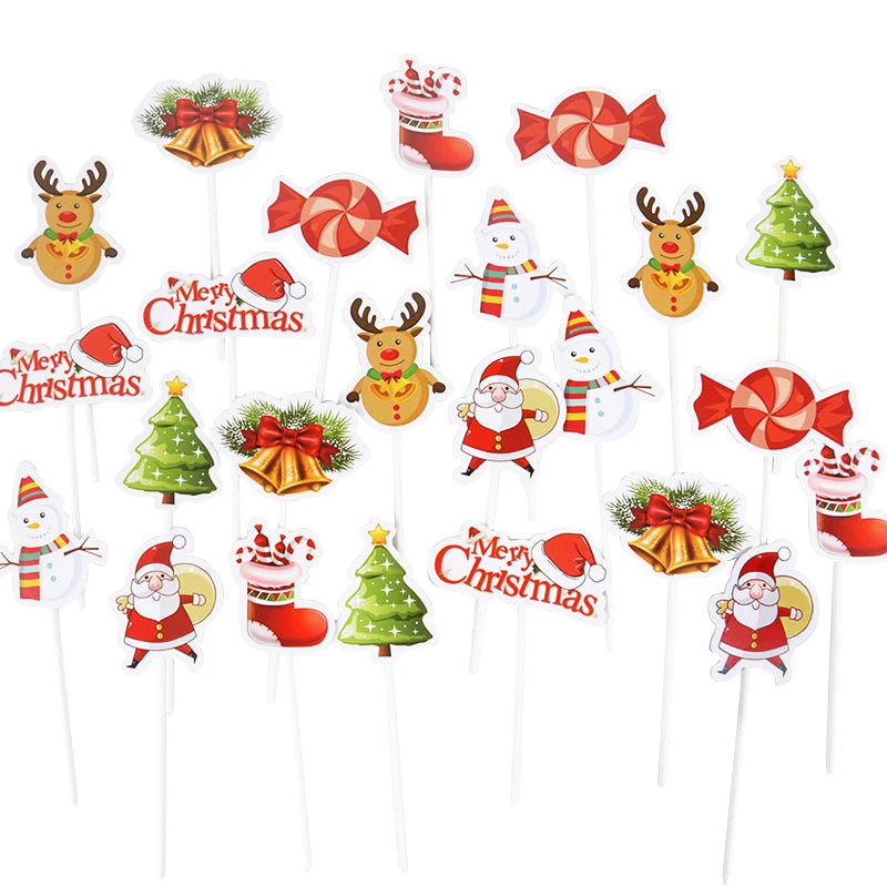 24/48Pcs Christmas Cupcake Toppers – Santa & Xmas Tree Picks Cupcake Toppers Babs