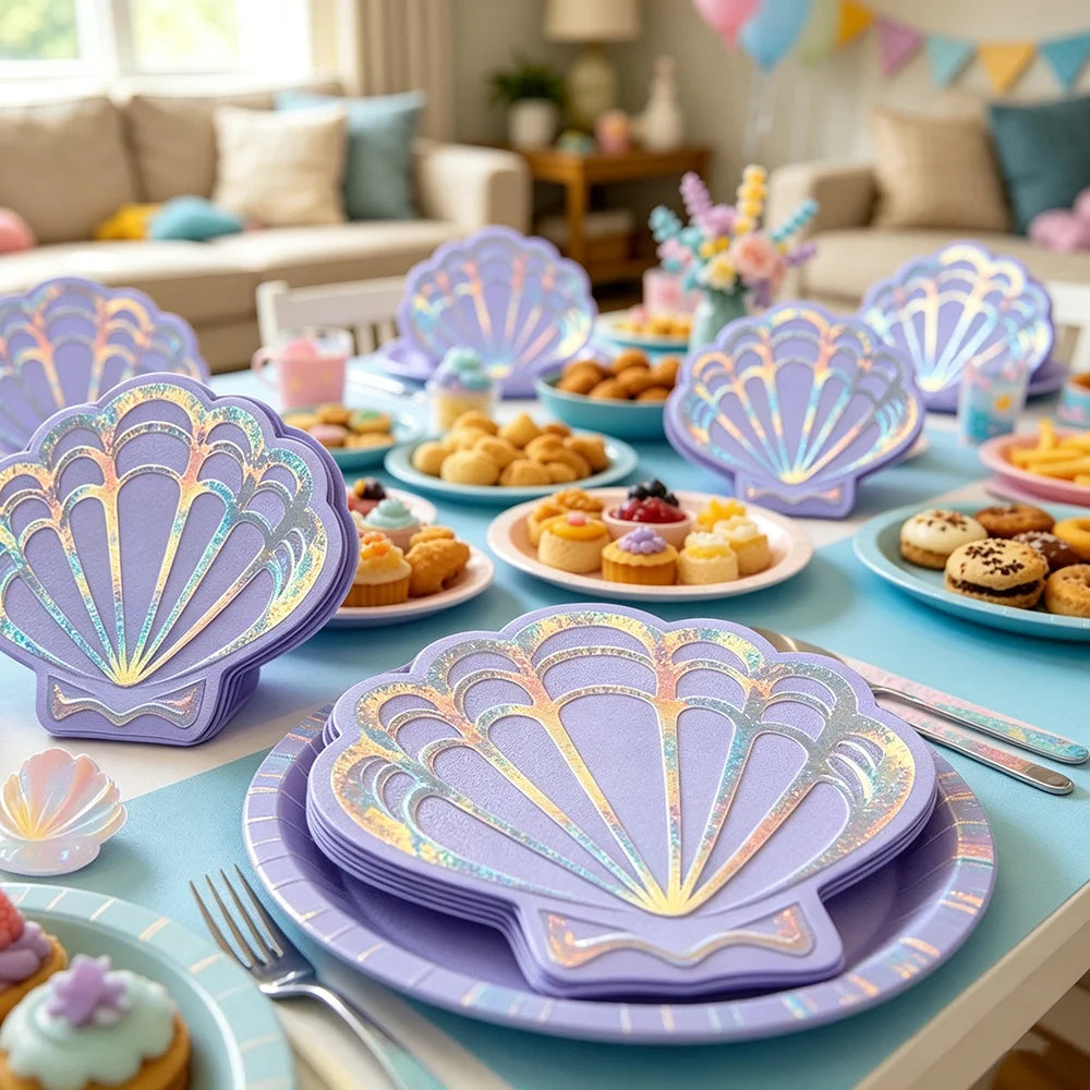 Seashell Paper Napkins – Mermaid Ocean Party Cocktail Décor Disposable Party Napkins Babs