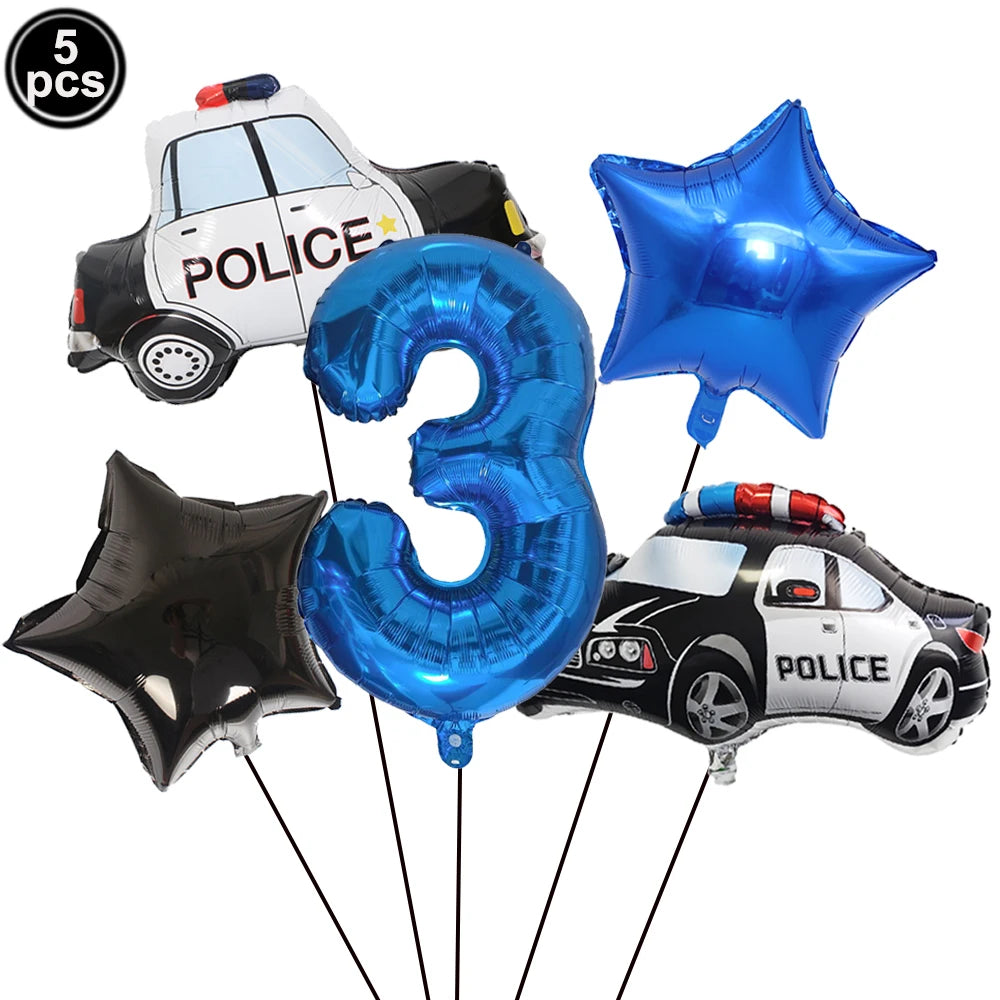 Police Theme Kids Party Supplies – Plates, Cups & Balloons Set Party Supply Set Babs YELLOW As pictures show