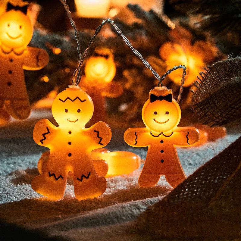 Gingerbread Man LED String Lights – Xmas Tree Ornaments LED String Lights Babs
