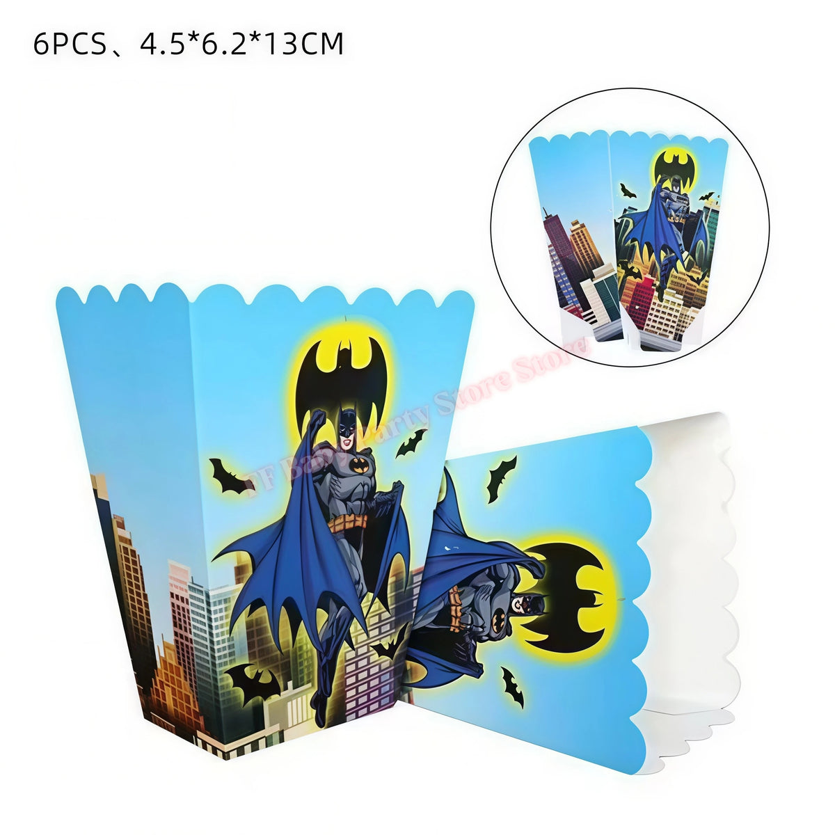 Bat Superhero Birthday Party Kit – Tableware, Balloons & Decor Party Decoration Kit Babs 6pcs Popcorn box