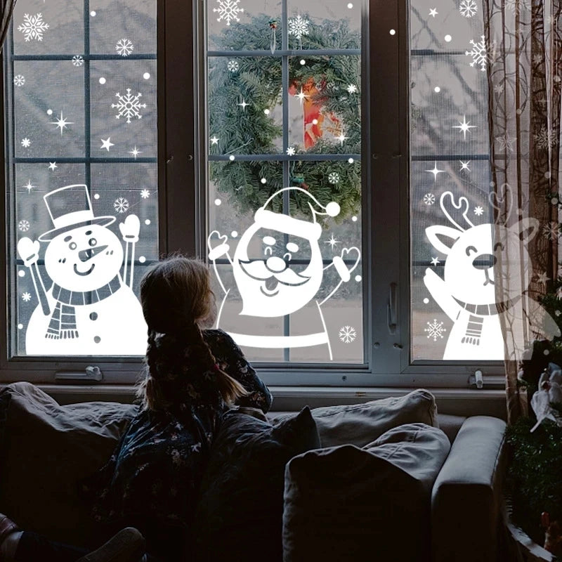 Christmas Window Stickers – Santa & Snowflake DIY Wall Decals Holiday Wall Decals Babs Set13
