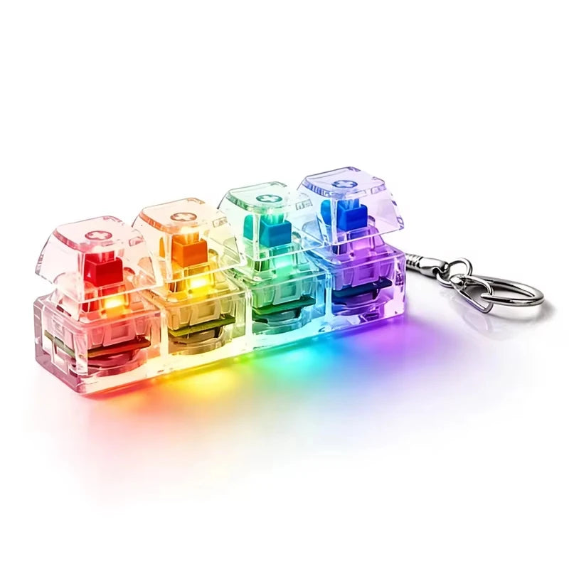 LED Light-Up 4-Key Keyboard Keycap Fidget Keychain Toy LED Fidget Keychain Babs 4 Keys with lights