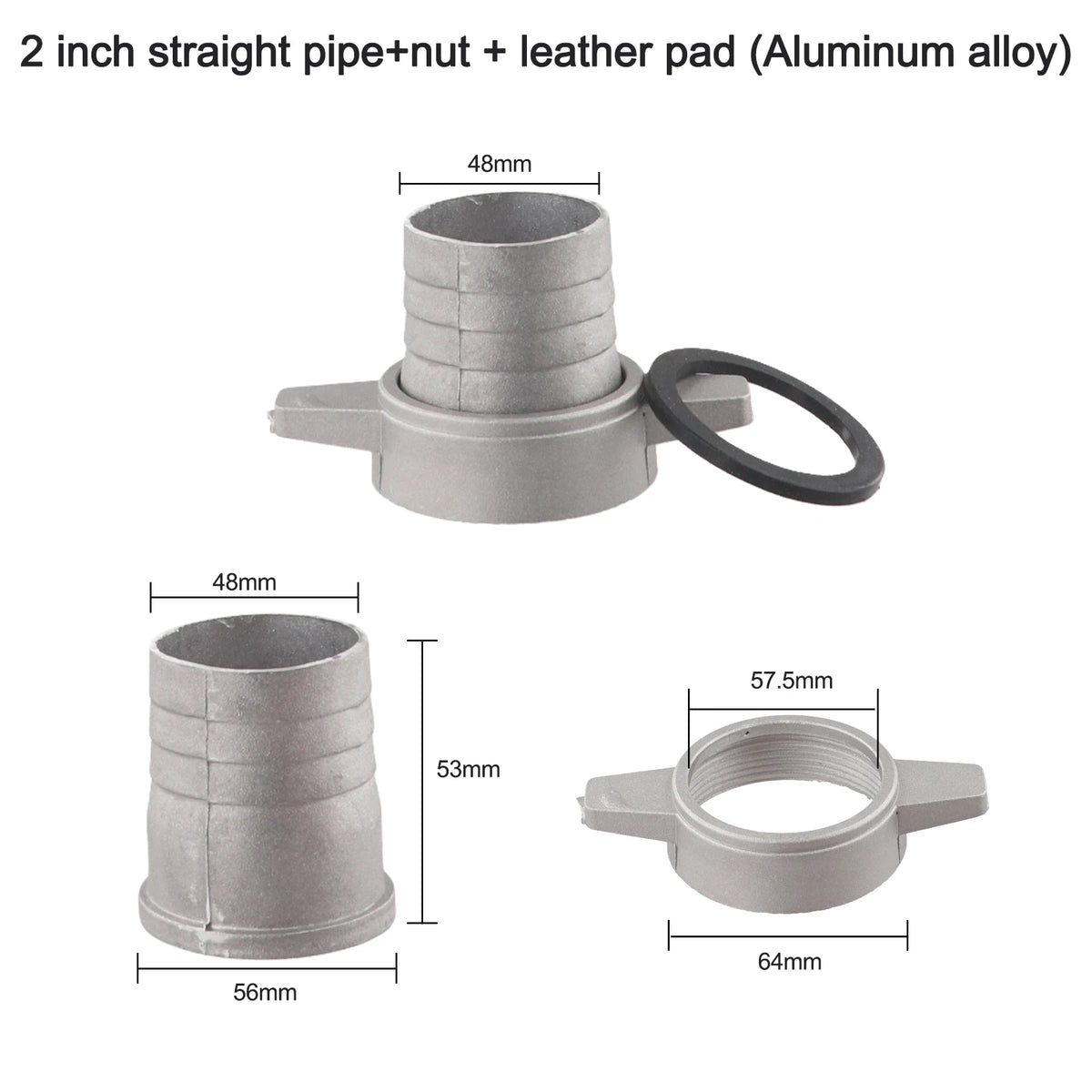 Aluminum Water Pump Pipe Connector with Rubber Gasket 1–3" Pipe Connector Fitting Babs