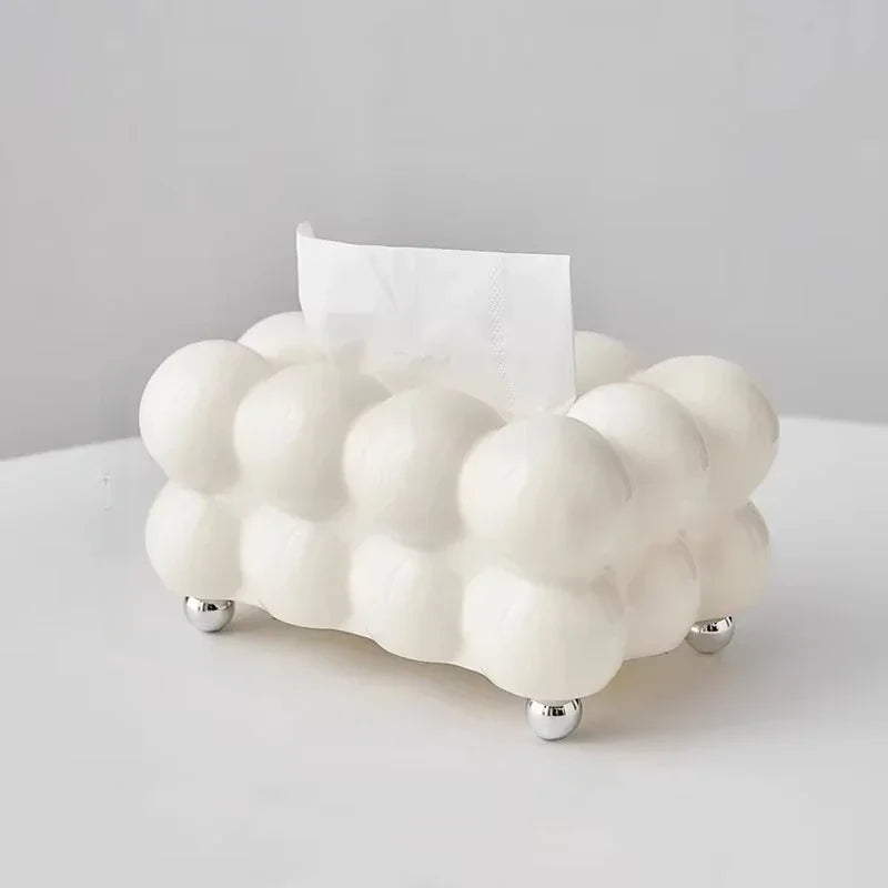 Cloud Design Tissue Box – Decorative Napkin Holder Organizer Tissue Box Holder Babs White Silver
