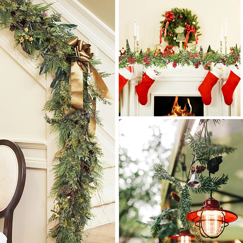 150cm Christmas Wreath Artificial Vine Floral Garland Decor Christmas Wreath Garland Babs