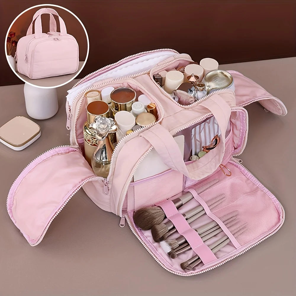 Waterproof Portable Makeup Storage Bag – Large Capacity Travel Makeup Storage Bag Babs Pink M
