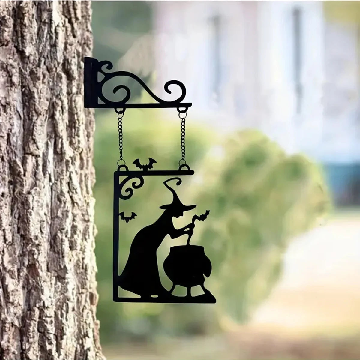 Halloween Witch Silhouette Metal Pendant Door Decoration Halloween Decoration Babs