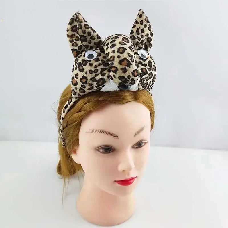 Furry Animal Tail & Headband Costume Set for Halloween Cosplay Costume Accessory Set Babs