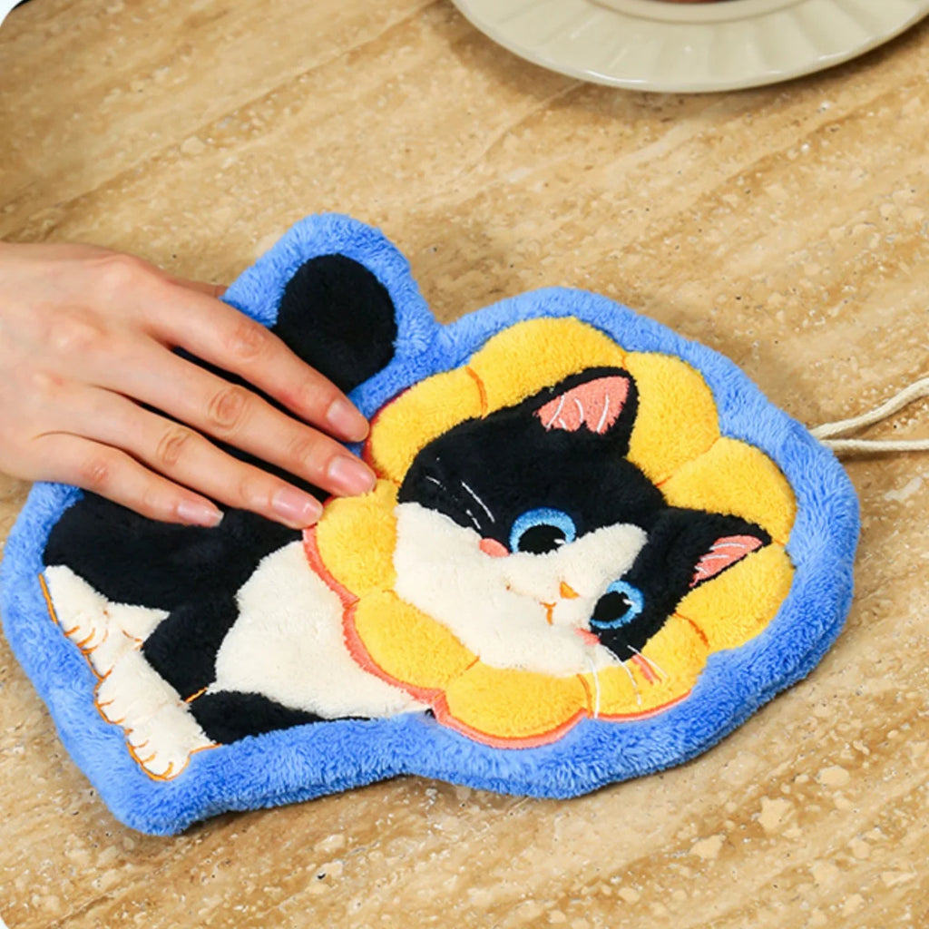 Cat Hand Towels – Microfiber Coral Fleece with Hanging Loop Microfiber Hand Towel Babs