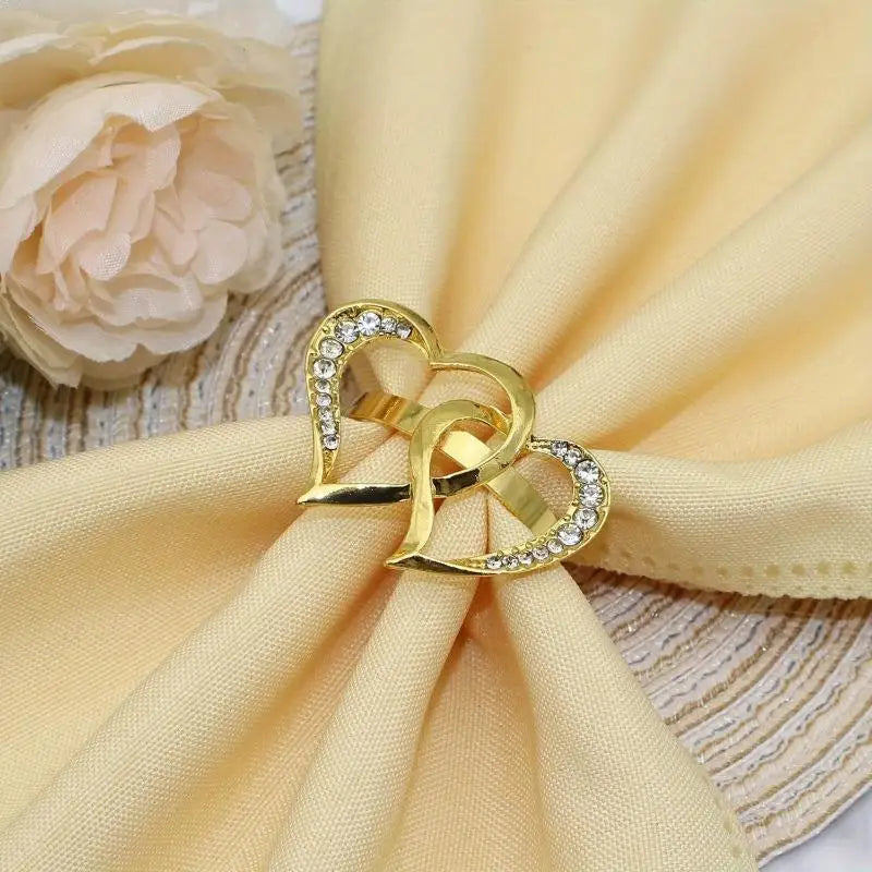 Golden Heart Metal Napkin Rings Set, 2pcs – Table Décor Napkin Rings Set Babs