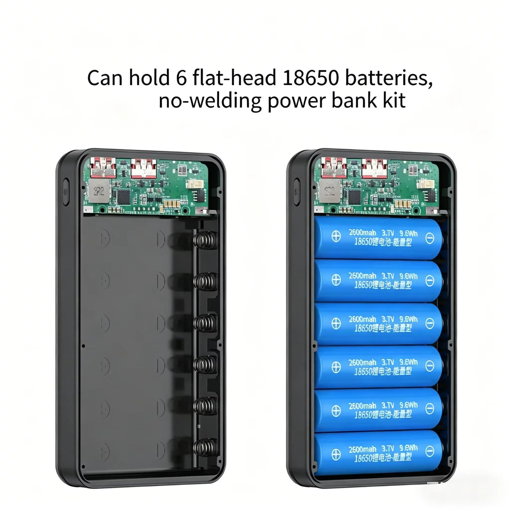 KEBIDUMEI 6-Slot 18650 Power Bank Case – 10W Wireless Charging Power Bank Case Babs